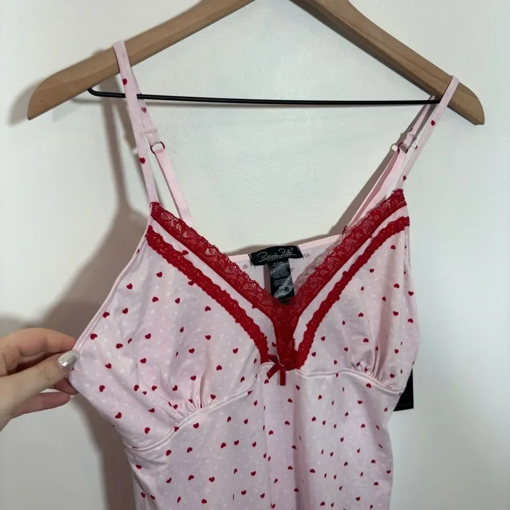 Rene Rofe light pink heart camisole sleepwear babydoll Y2K NWT NEW size large